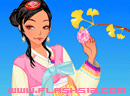 银杏树下韩服女孩