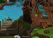 Wooden House In Lake